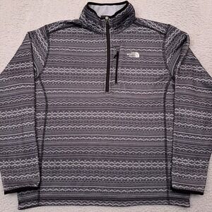 The North Face 1/4 Zip Sweater Men's Large Gray Fair‎ Isle Nordic Aztec Hiking